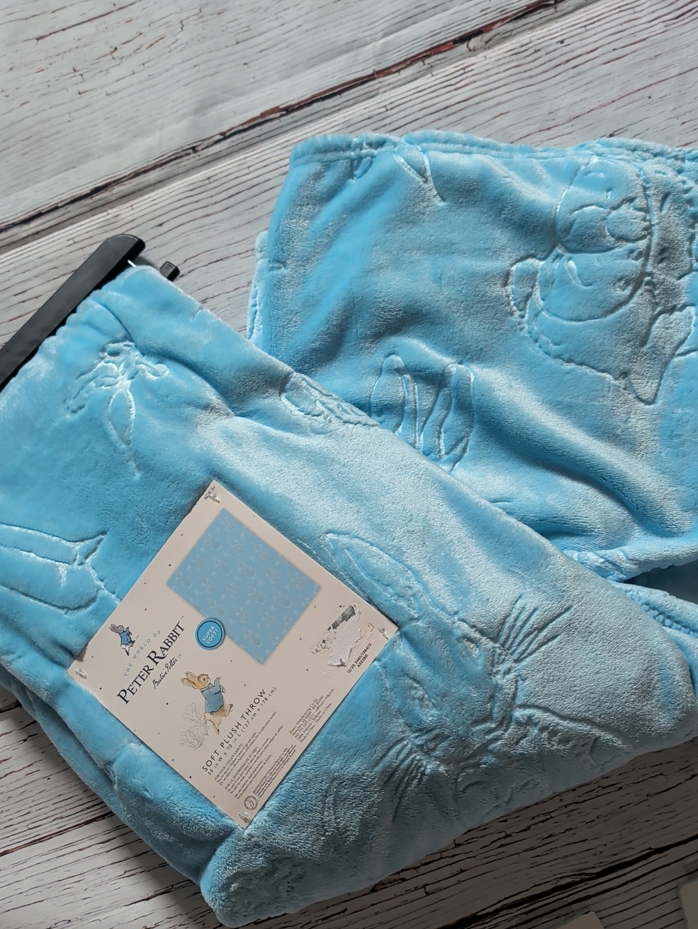 🆕 THE WORLD OF PETER RABBIT SOFT BABY BLUE PLUSH THROW 🩵